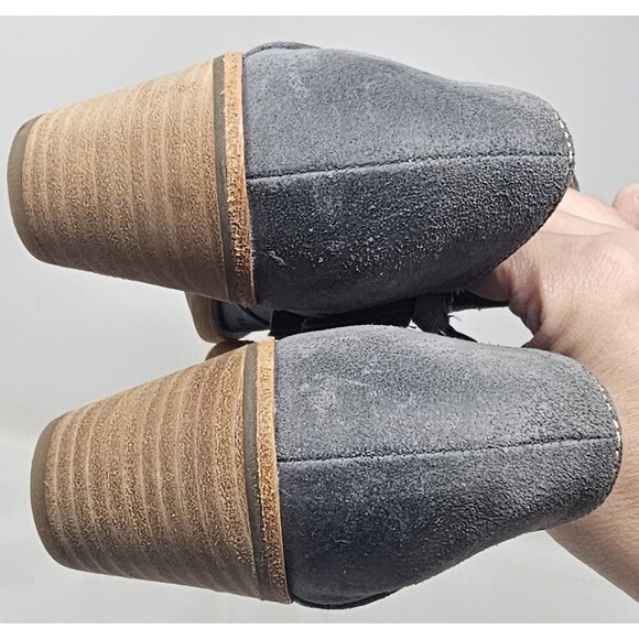 Sofft Amberly Laser-Cut Suede Ankle Booties Size 7.5 Stacked Block Heel Blue - Picture 8 of 15